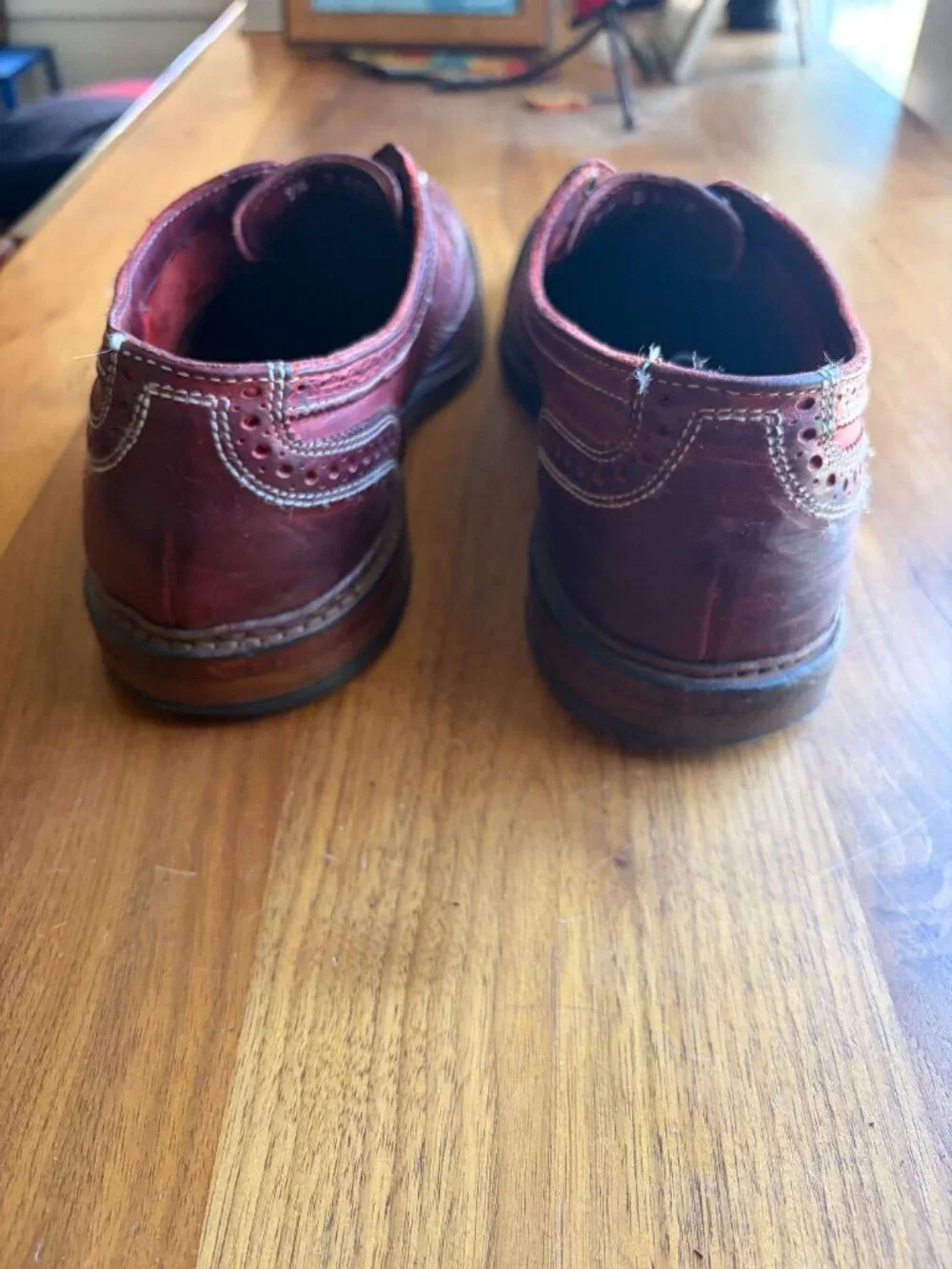 Allen Edmonds Neumok Red Leather Wingtip Oxford Brogue Shoes Men’s 9.5